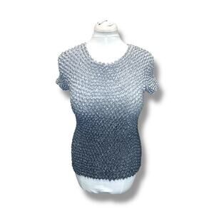 Gilbins Vintage Women’s Short Sleeve Magic Bubble/Popcorn Shirt Y2K Silver Ombre